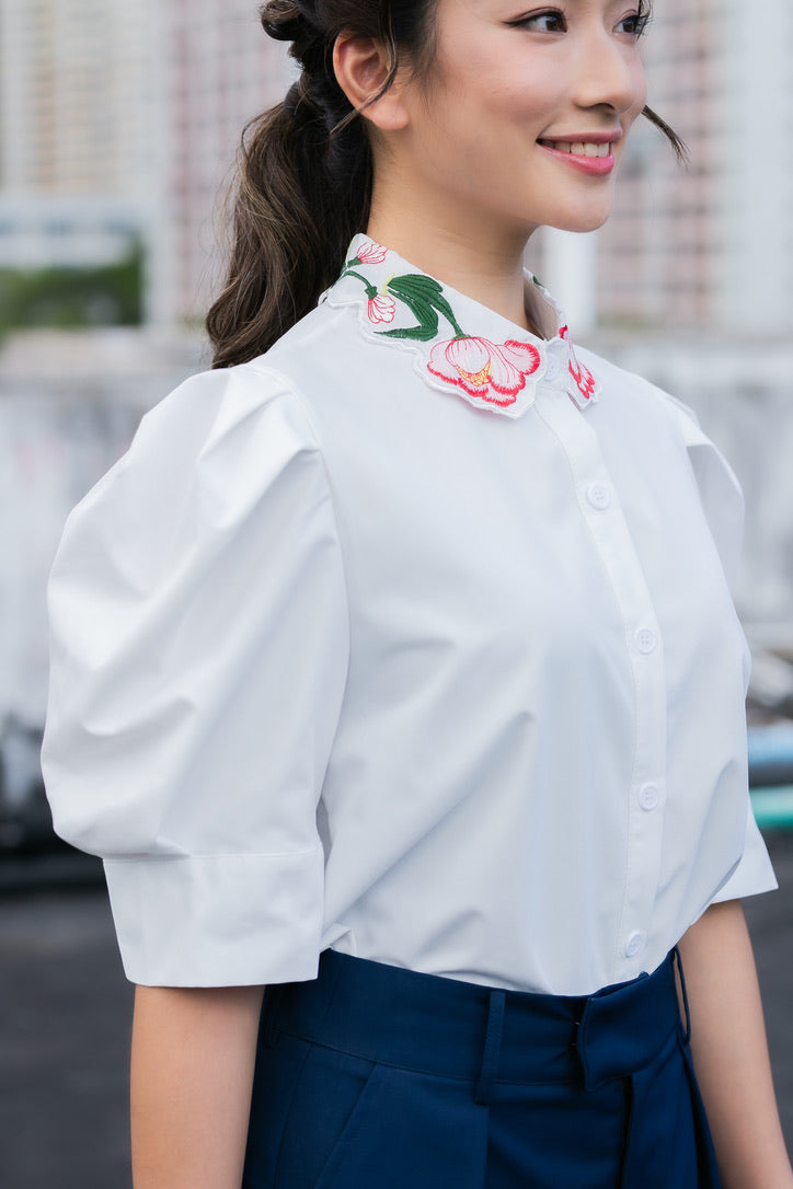 Embroidered Neckline Shirt