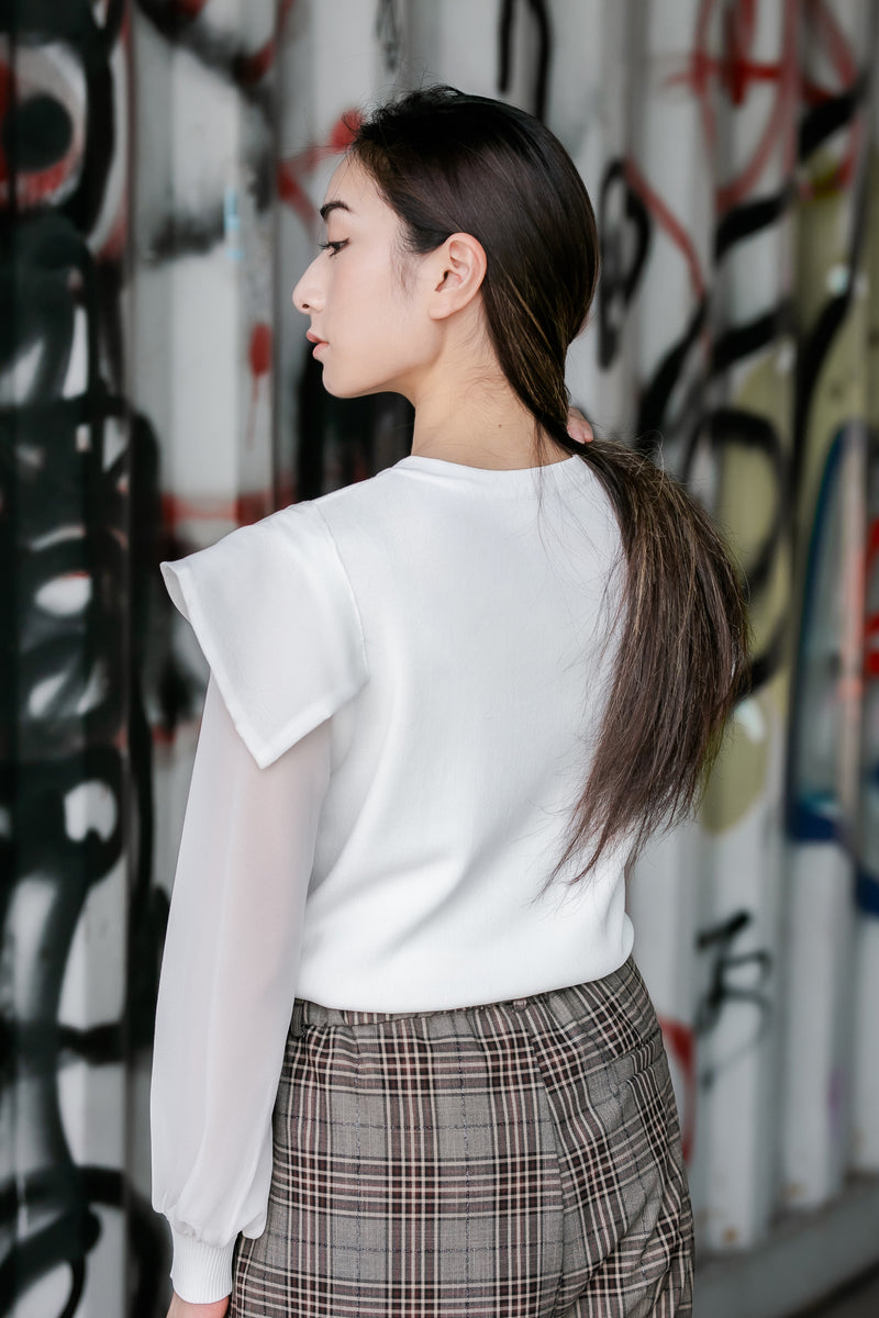 Chiffon sleeve knit top