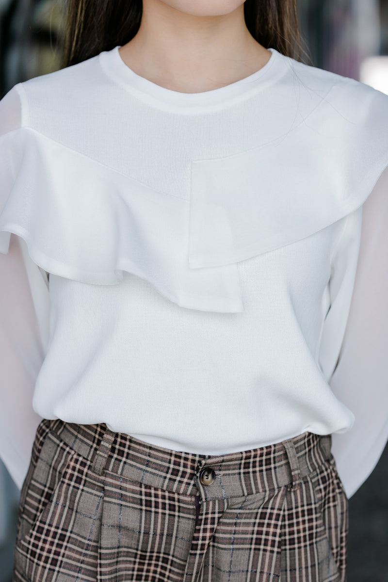 Chiffon sleeve knit top
