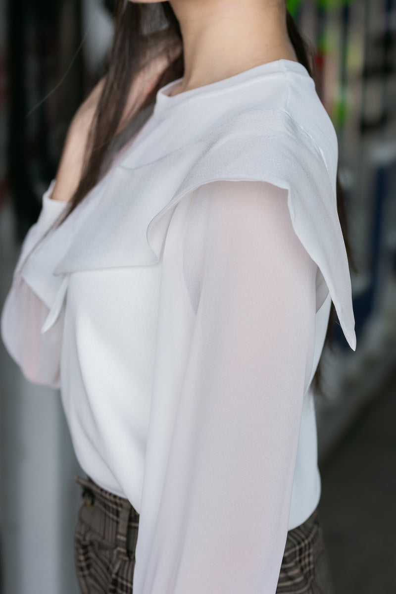Chiffon sleeve knit top