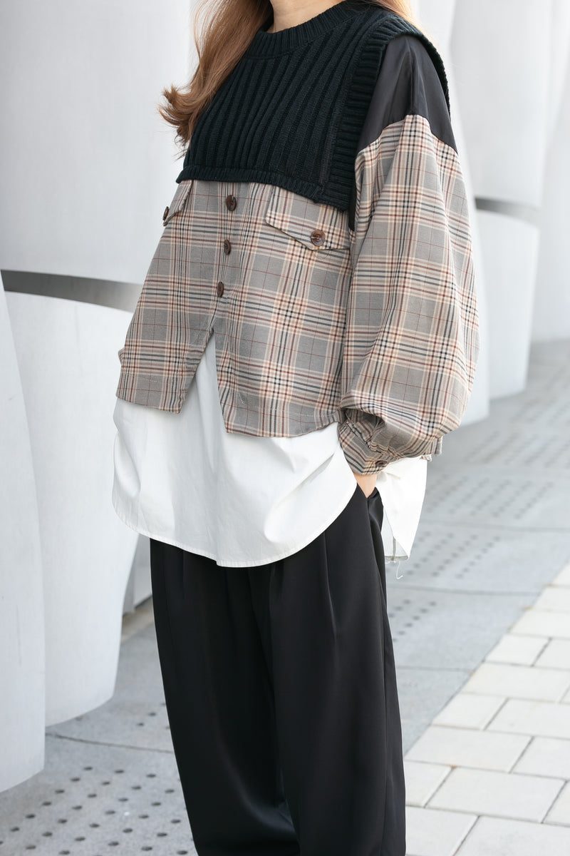 CHECKERED OVERSIZE TOP