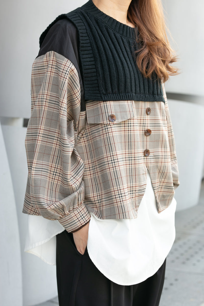 CHECKERED OVERSIZE TOP