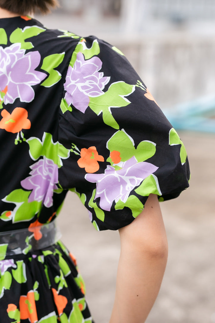 Floral Print One Piece With Belt