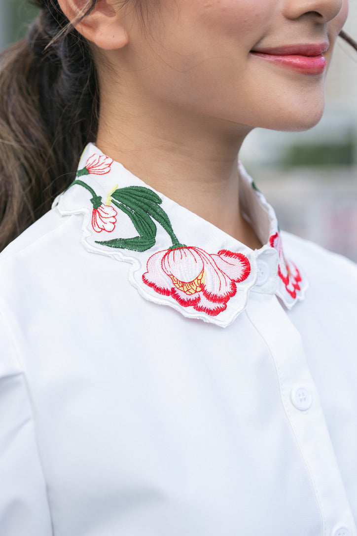 Embroidered Neckline Shirt