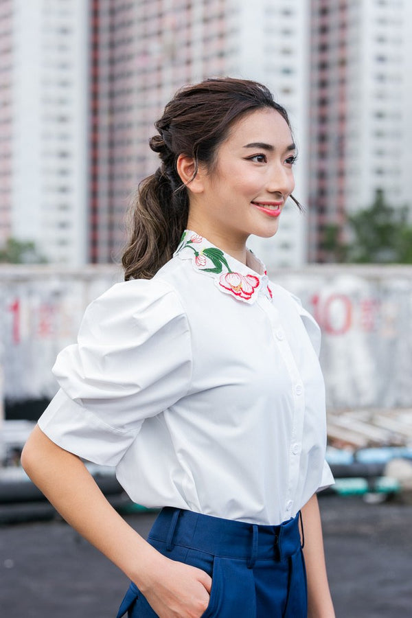 Embroidered Neckline Shirt