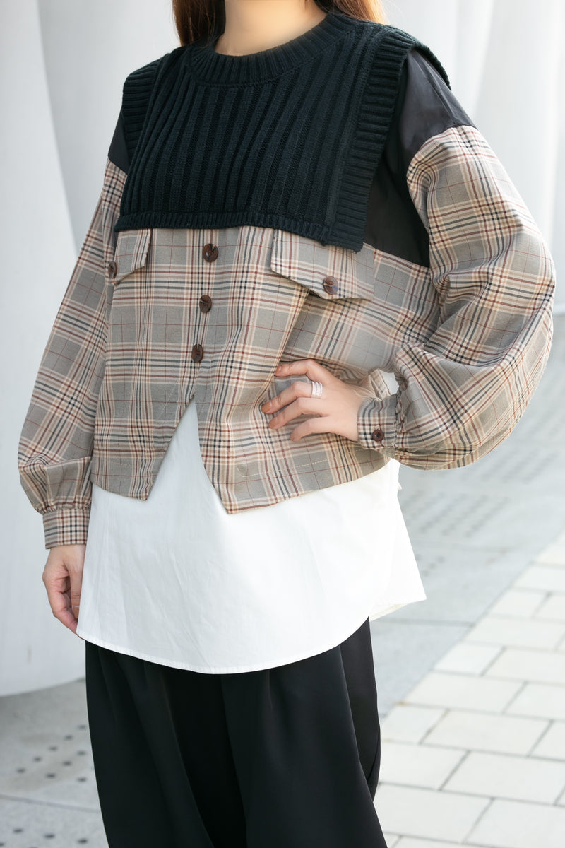 CHECKERED OVERSIZE TOP