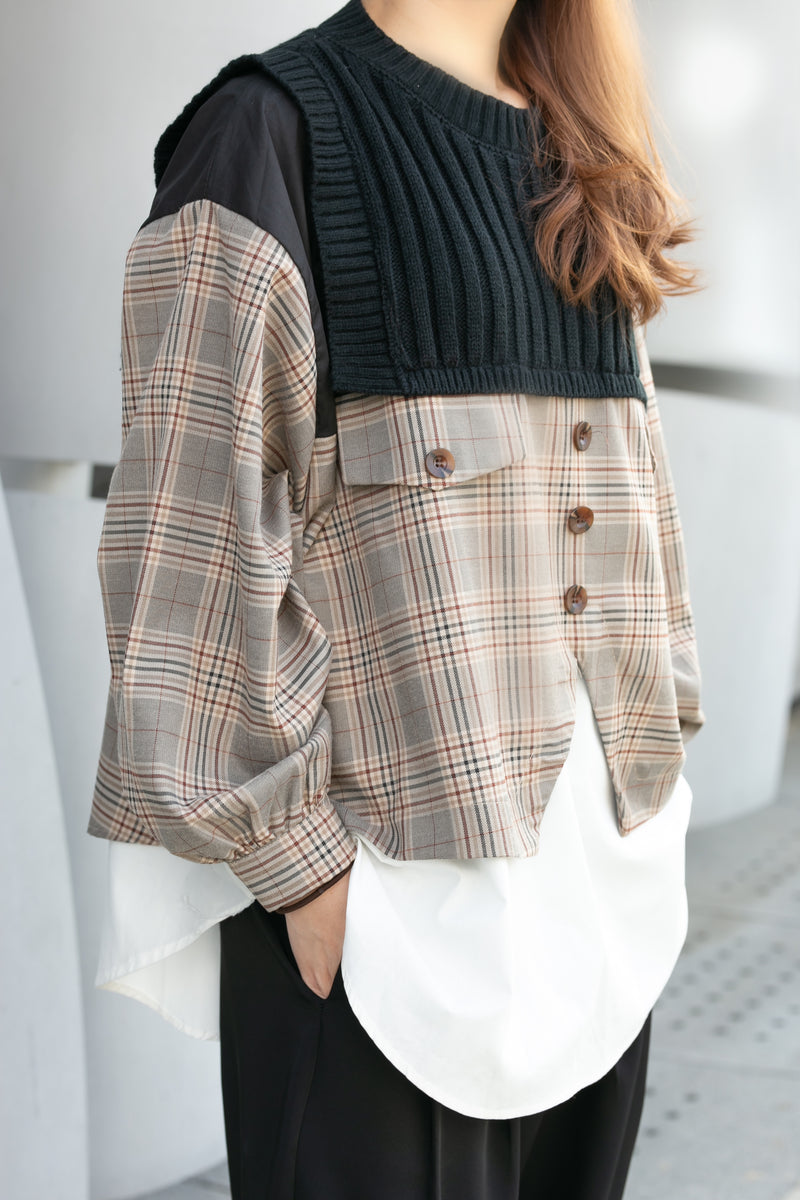 CHECKERED OVERSIZE TOP