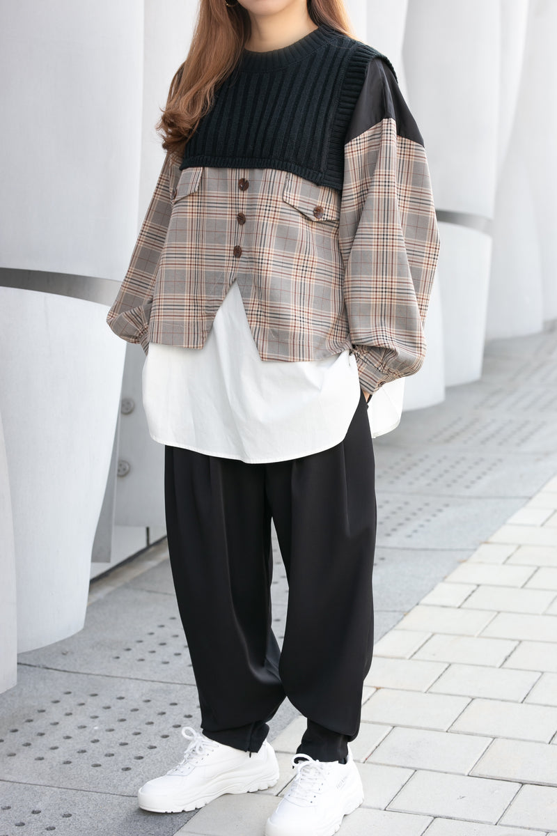 CHECKERED OVERSIZE TOP