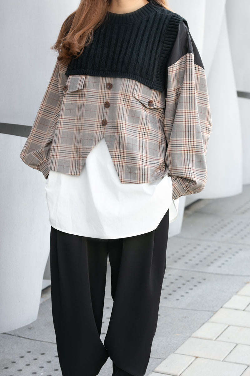 CHECKERED OVERSIZE TOP